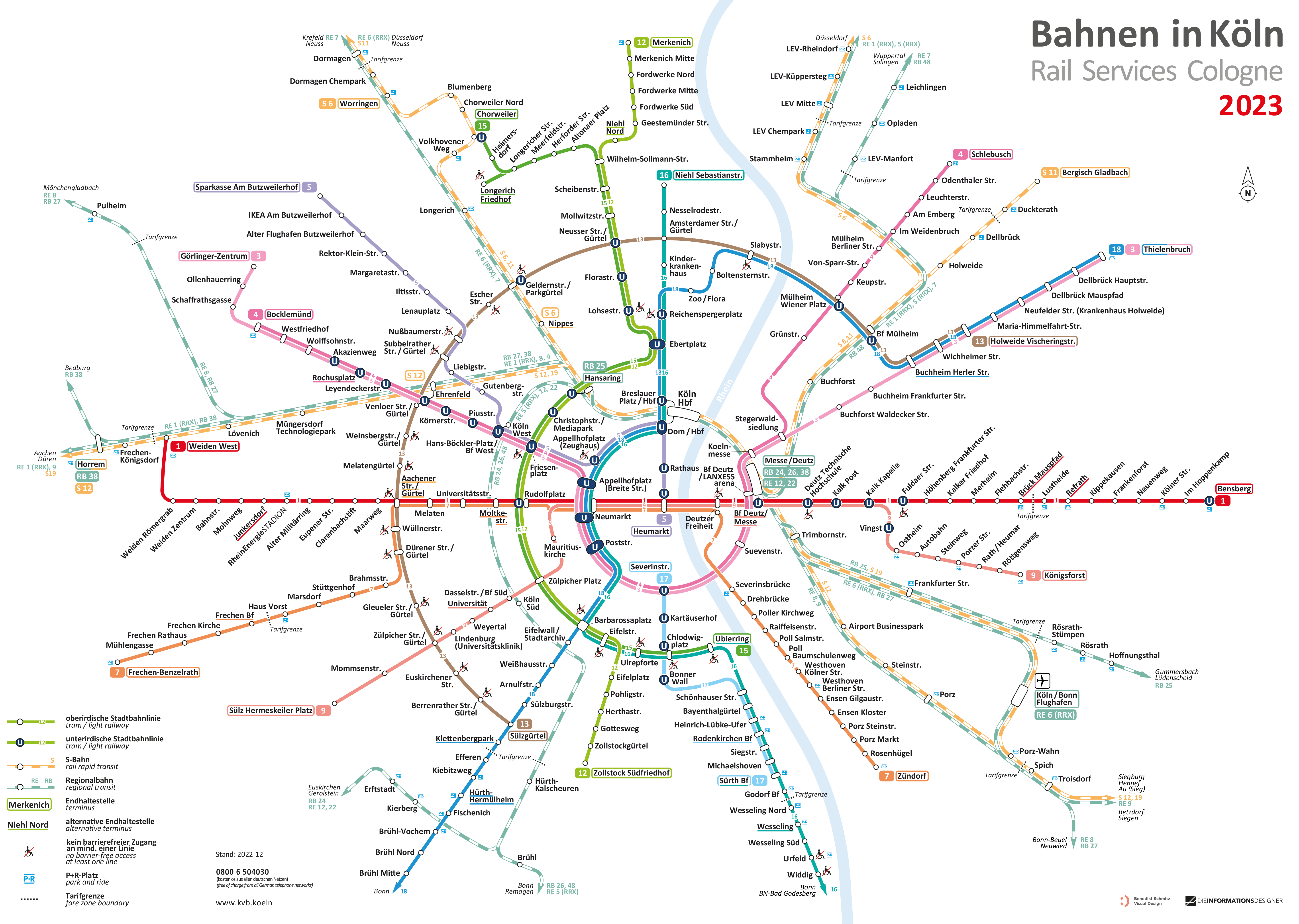 Jede Linie eine Farbe Bahnen in Köln, KVB, 2023