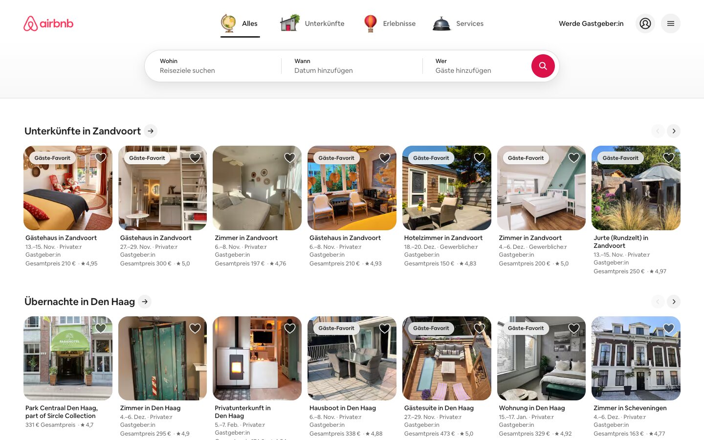 Welche Farbkontraste erkennen Sie? airbnb.de, Screenshot 2026