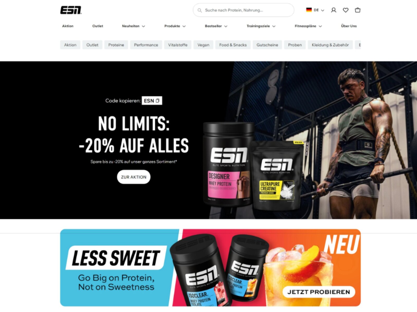 Sporternährung Screenshot aus dem Bestand