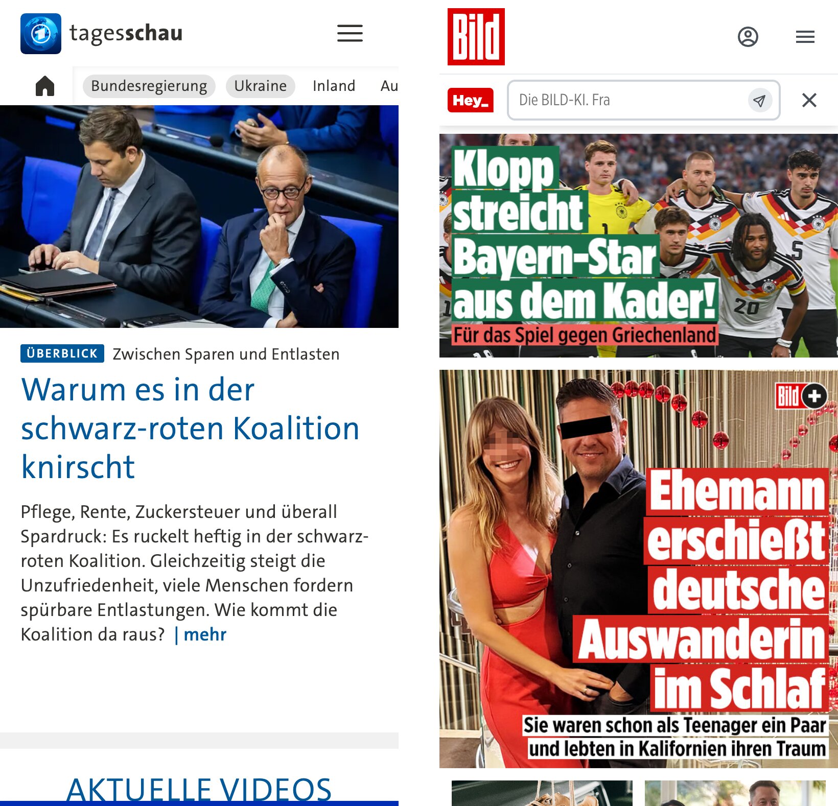 Gleiche Funktion: Nachrichten. Für wen ist welche Seite?