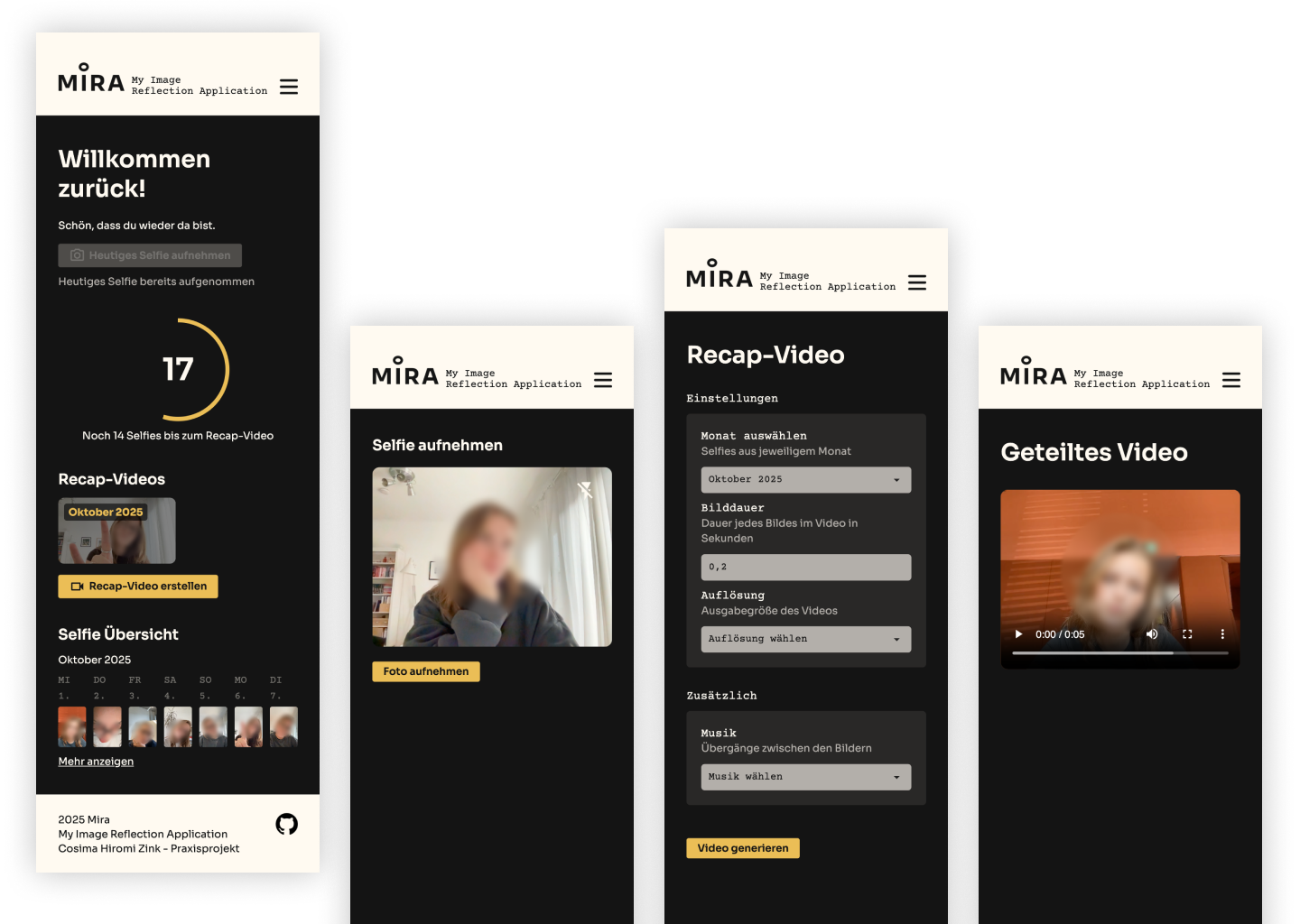 Konzeption, UX-orientierte Gestaltung und prototypische Umsetzung einer Selfie-basierten Webanwendung zur visuellen Selbstbeobachtung mit Rückschaufunktion